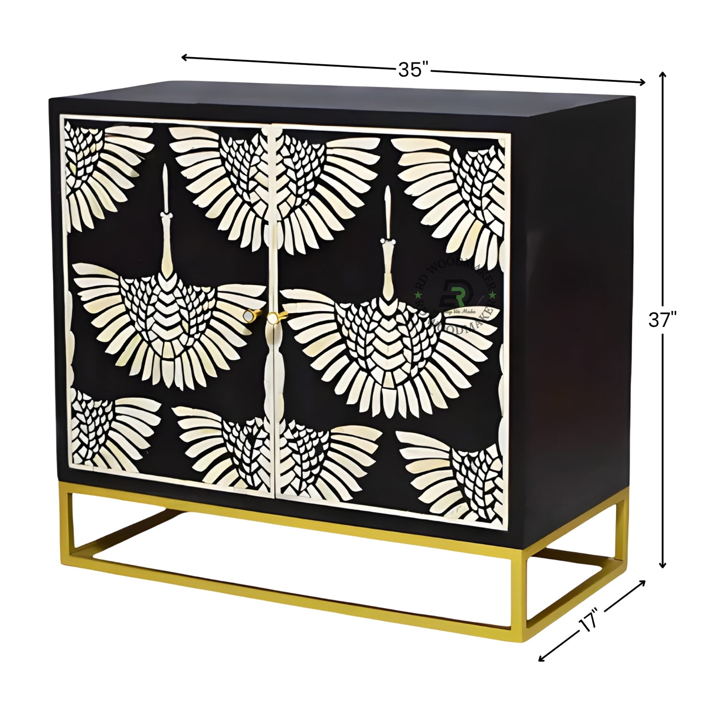 ART DECO CRANE PATTERN DESIGNER CABINET