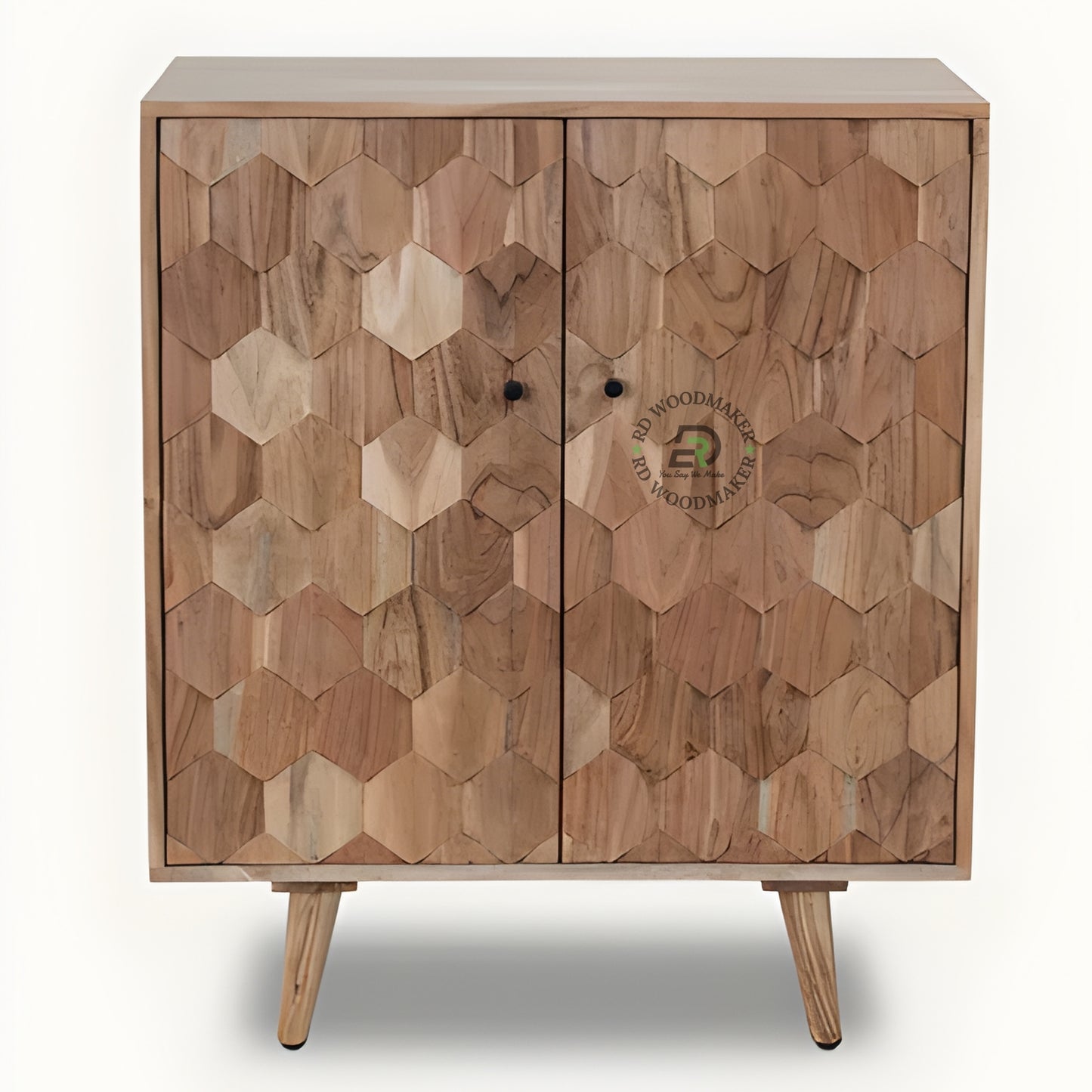 HEXAGON TEXTURE SOLID WOOD CABINET