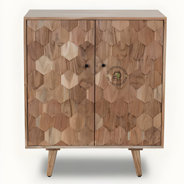 HEXAGON TEXTURE SOLID WOOD CABINET
