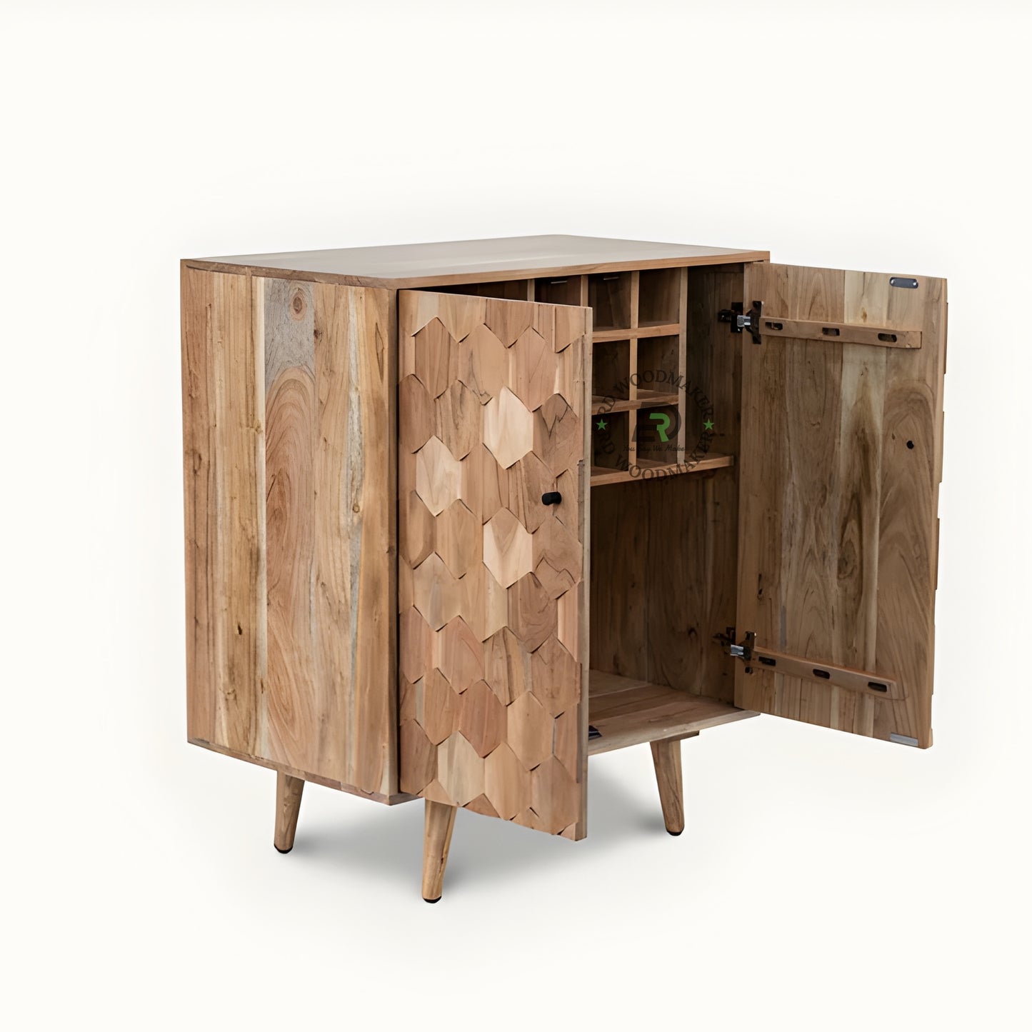 HEXAGON TEXTURE SOLID WOOD CABINET