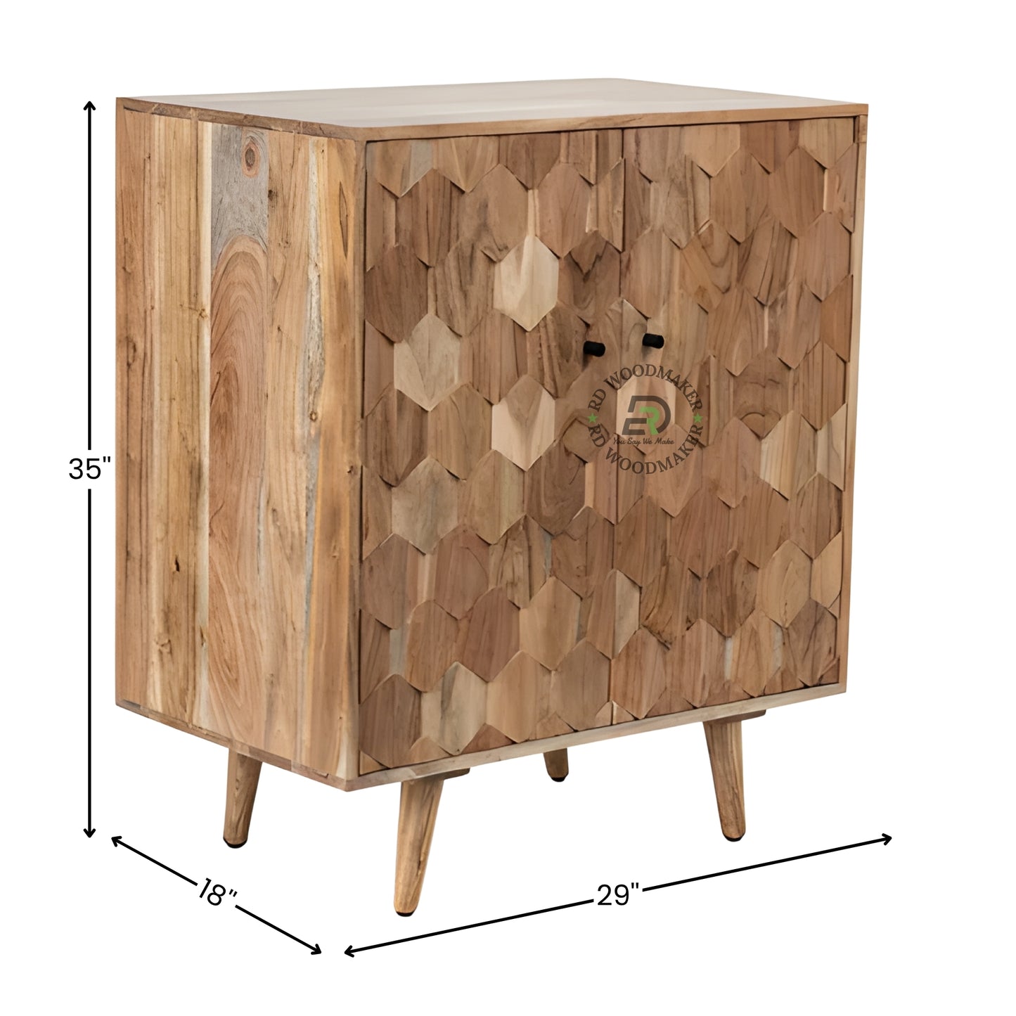 HEXAGON TEXTURE SOLID WOOD CABINET