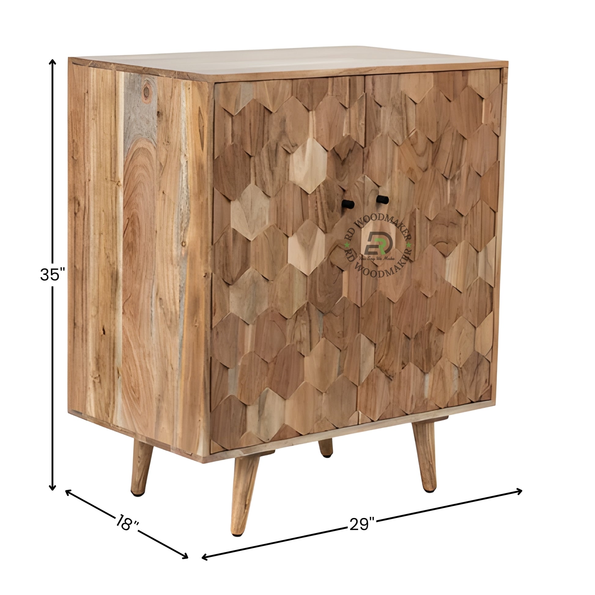 HEXAGON TEXTURE SOLID WOOD CABINET