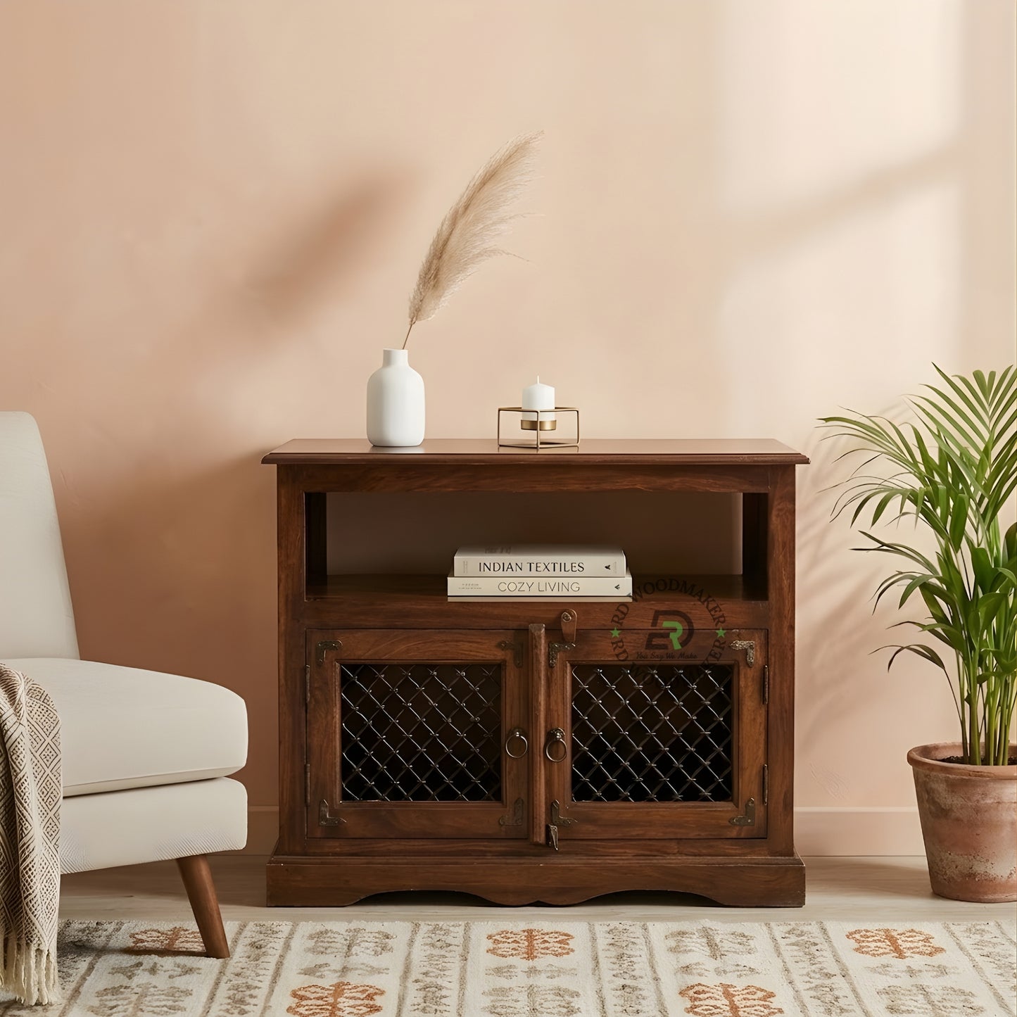 COMPACT STORAGE WOODEN CABINET WITH SHELF