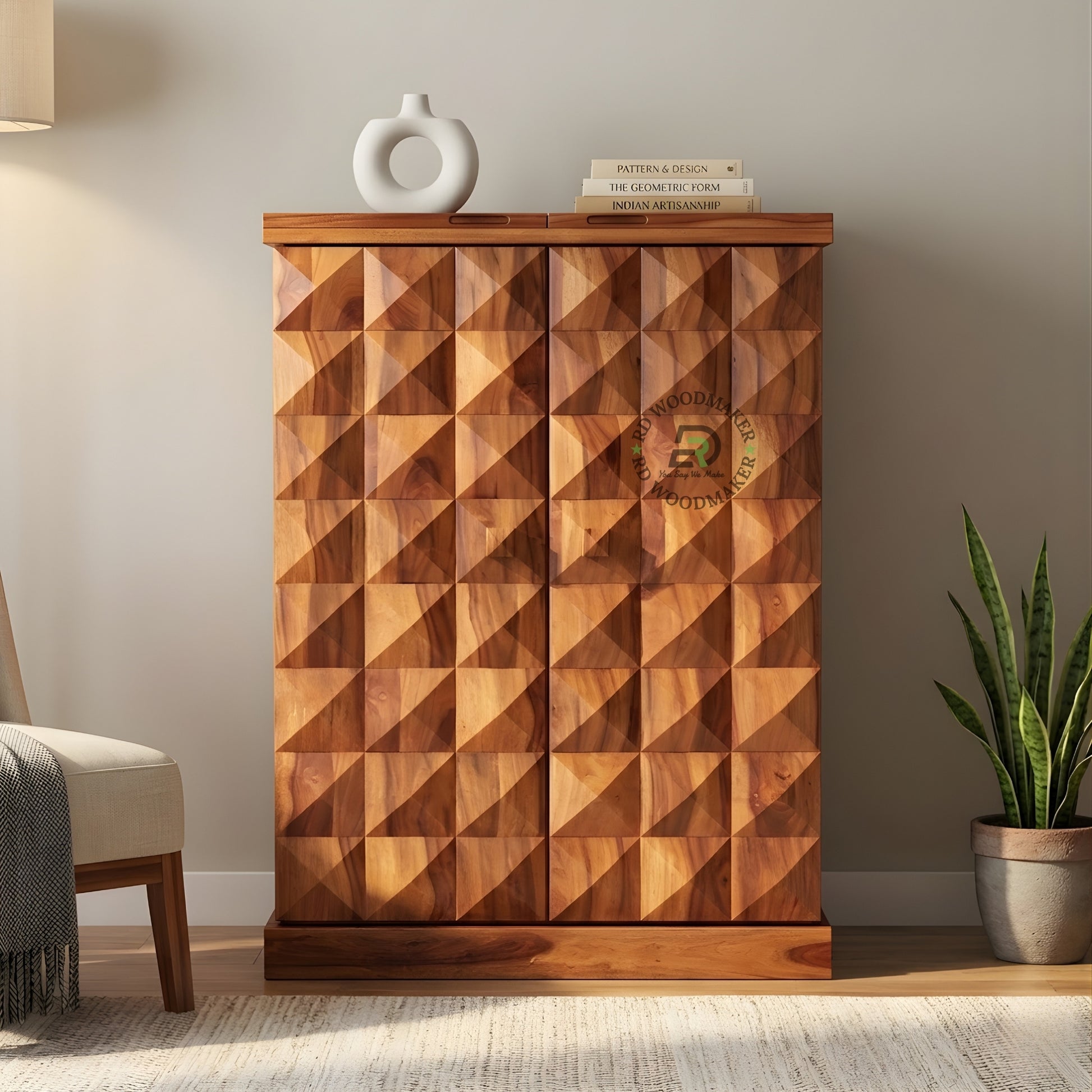 CUBE TEXTURED MODERN WOOD CABINET