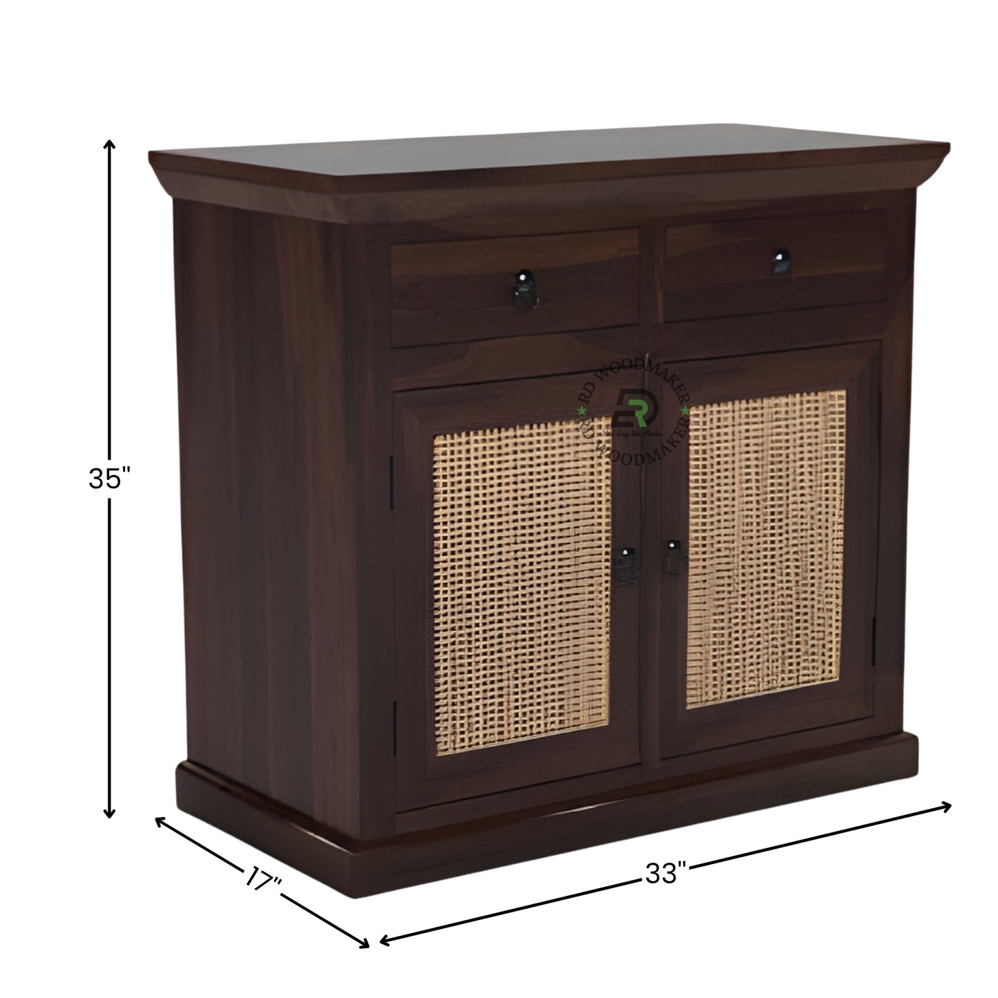 RATTAN PANEL DOUBLE DOOR WOOD CABINET