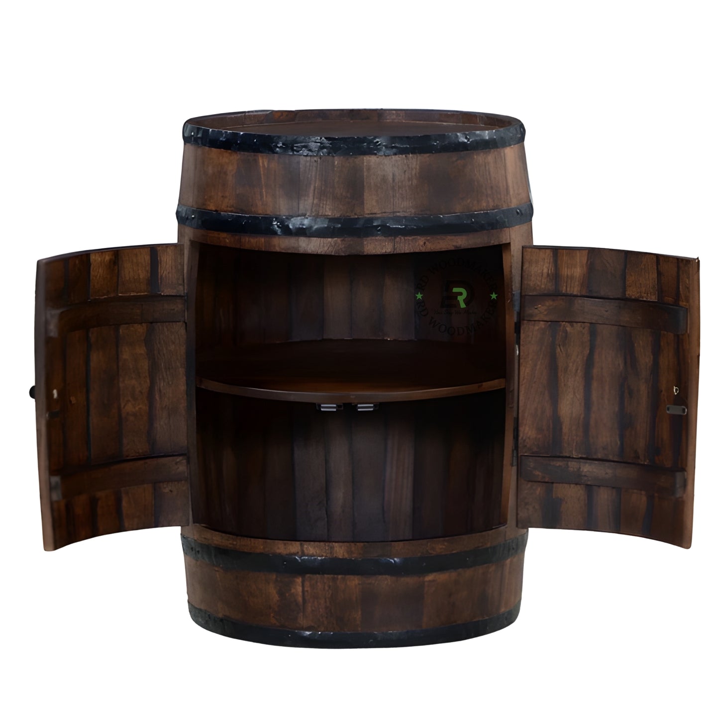 VINTAGE BARREL STYLE WOOD CABINET