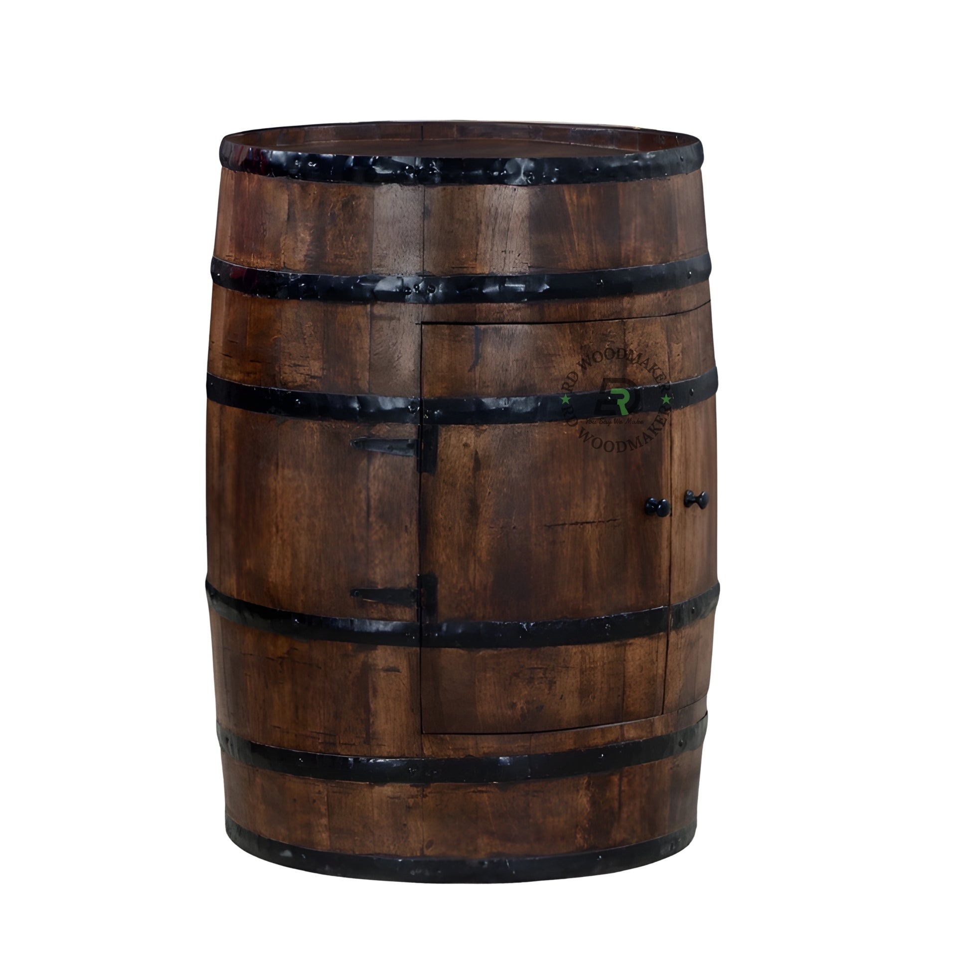 VINTAGE BARREL STYLE WOOD CABINET