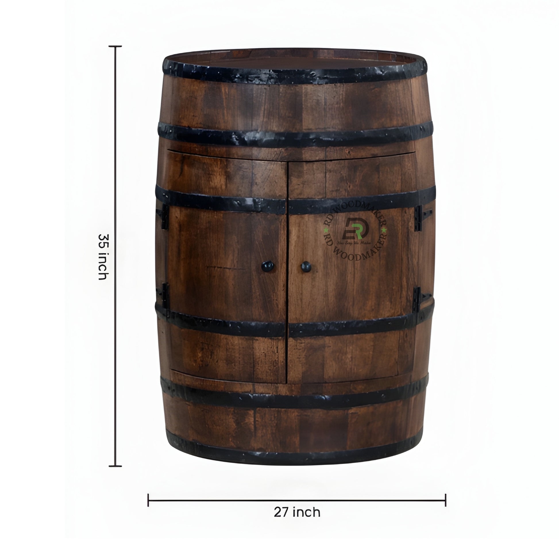 VINTAGE BARREL STYLE WOOD CABINET