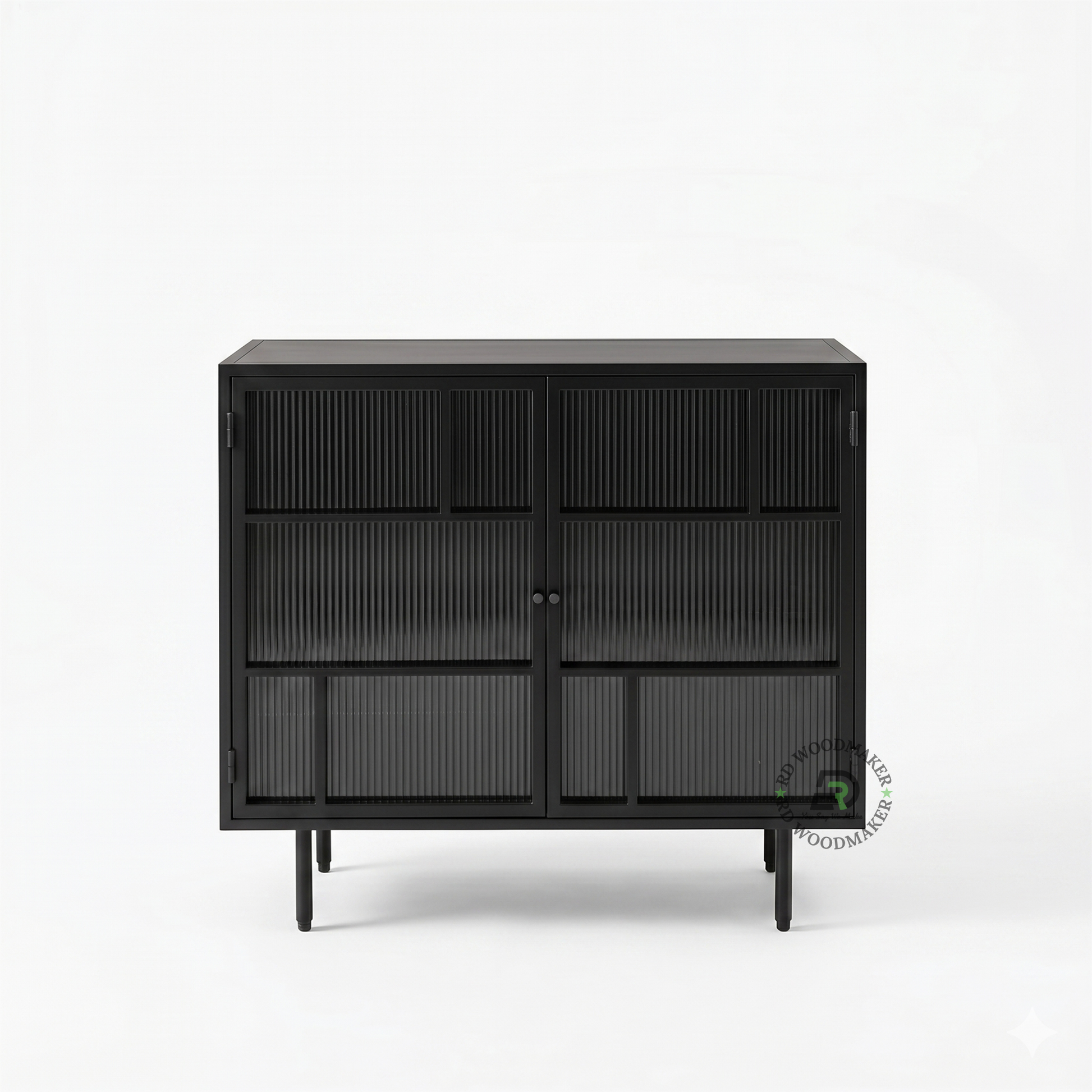 BLACK FLUTED GLASS STORAGE CABINET