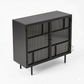 BLACK FLUTED GLASS STORAGE CABINET