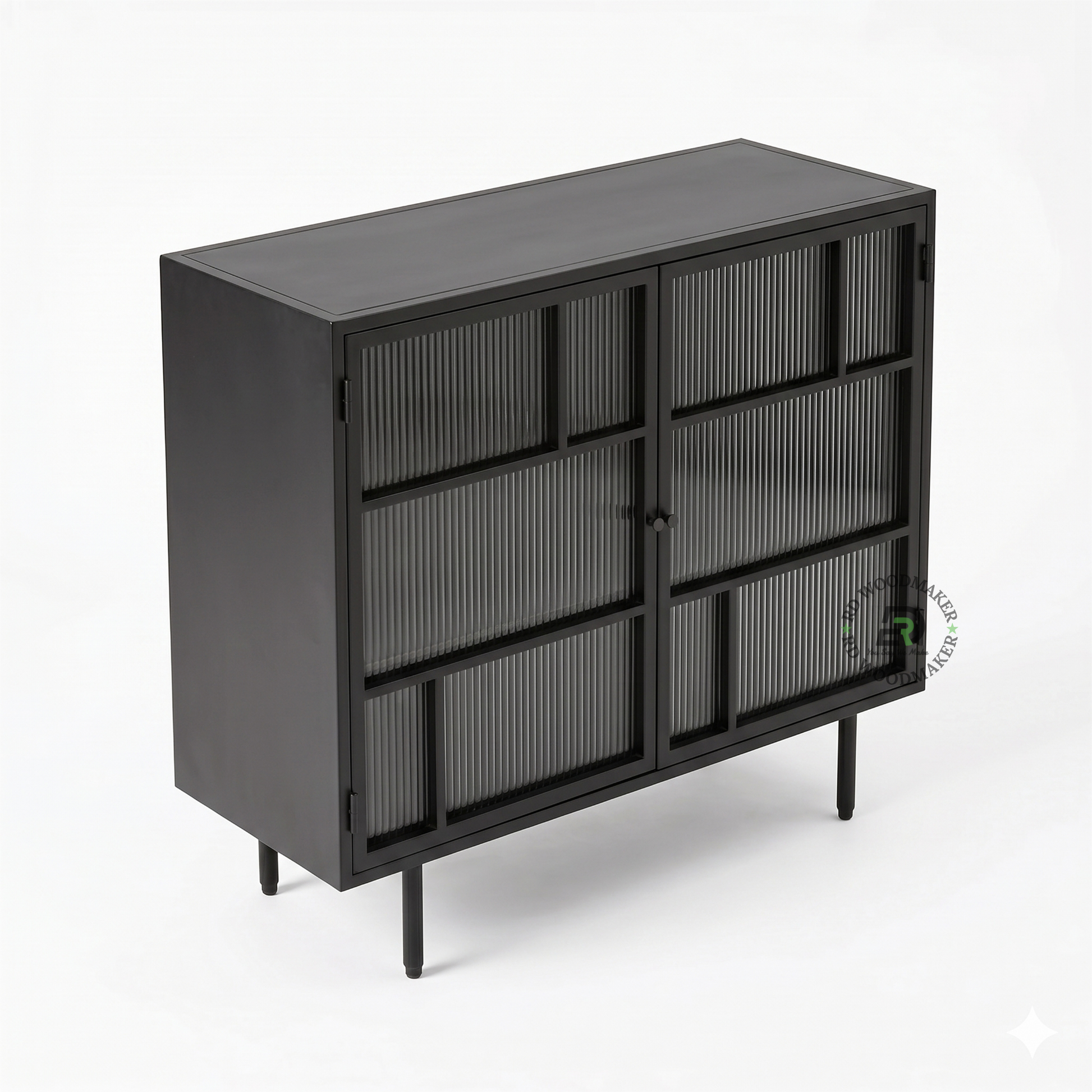 BLACK FLUTED GLASS STORAGE CABINET