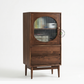 MID-CENTURY WALNUT DISPLAY CABINET WITH DRAWERS