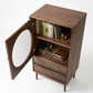 MID-CENTURY WALNUT DISPLAY CABINET WITH DRAWERS