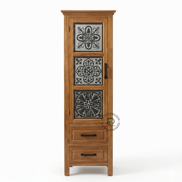 TRADITIONAL CARVED WOOD STORAGE CABINET