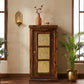 HANDCARVED PANEL ACCENT WOODEN CABINET