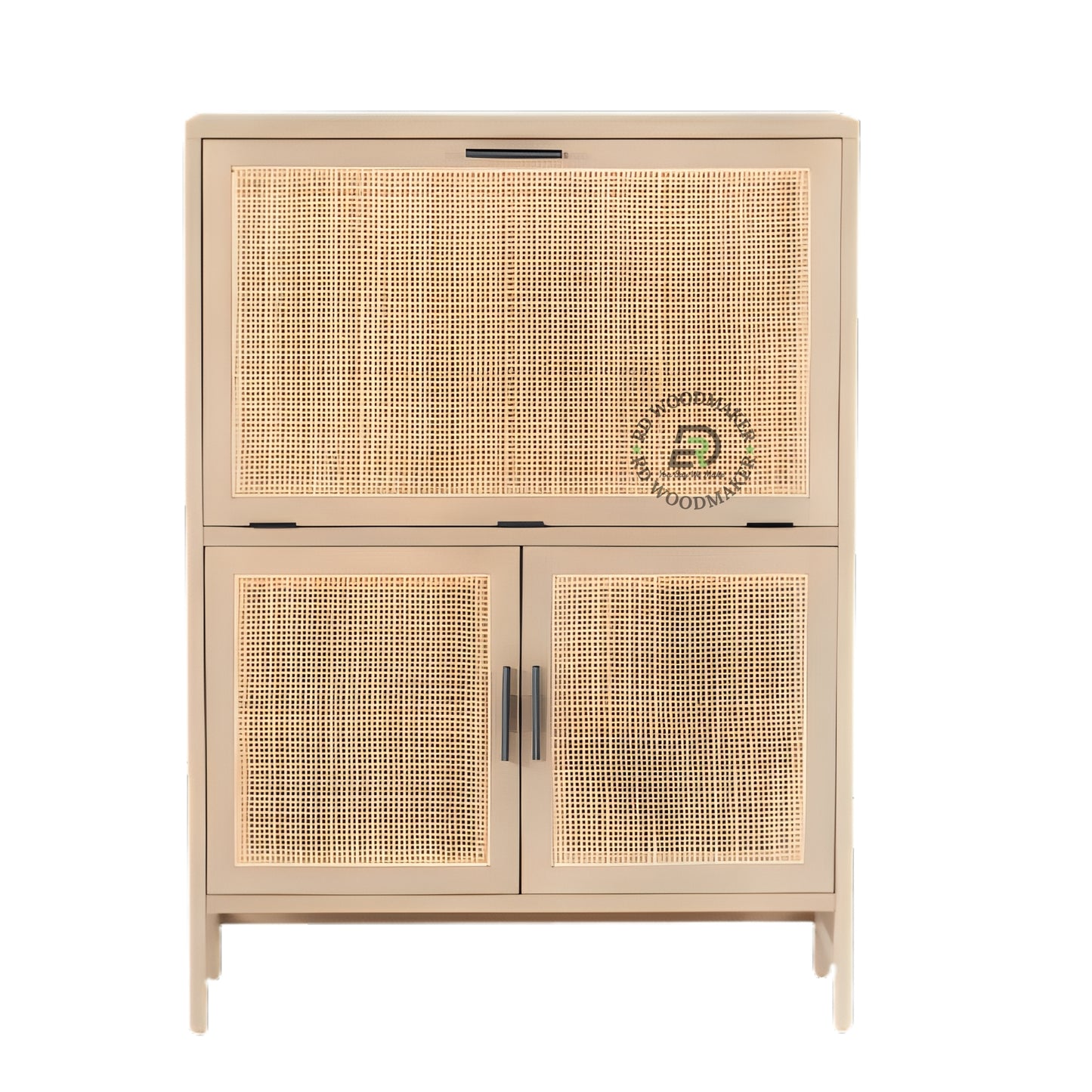 CANE PANEL DOUBLE DOOR WOODEN CABINET