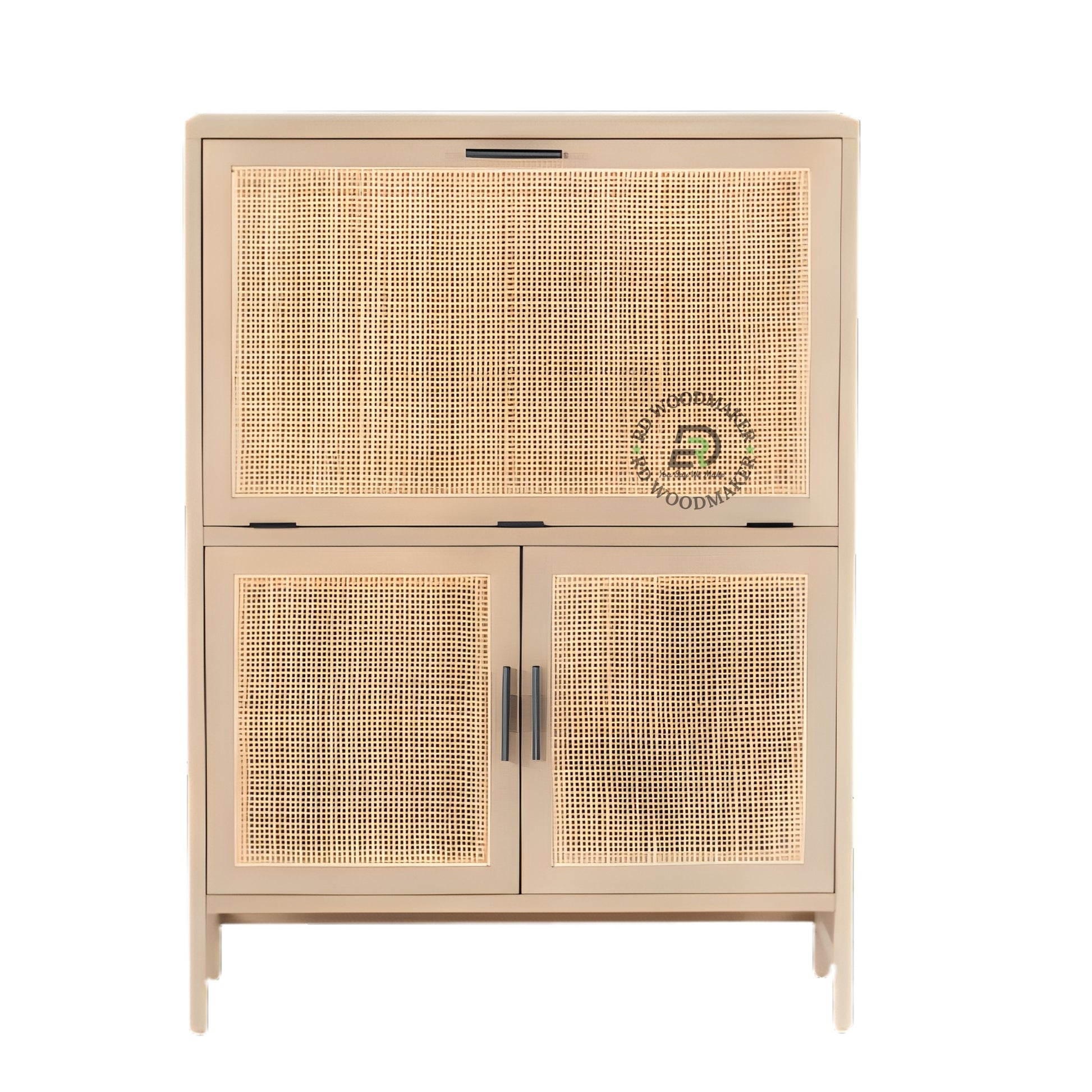 CANE PANEL DOUBLE DOOR WOODEN CABINET