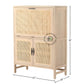 CANE PANEL DOUBLE DOOR WOODEN CABINET
