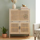 CANE PANEL DOUBLE DOOR WOODEN CABINET