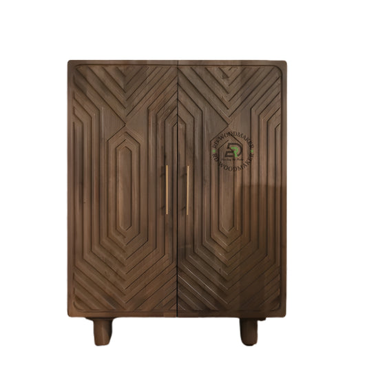  GEOMETRIC CARVED WOODEN CABINET