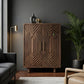  GEOMETRIC CARVED WOODEN CABINET