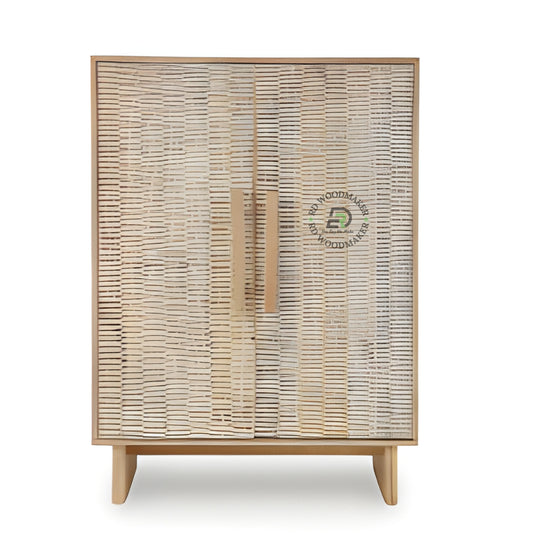 TEXTURED PANEL DOUBLE DOOR WOODEN CABINET