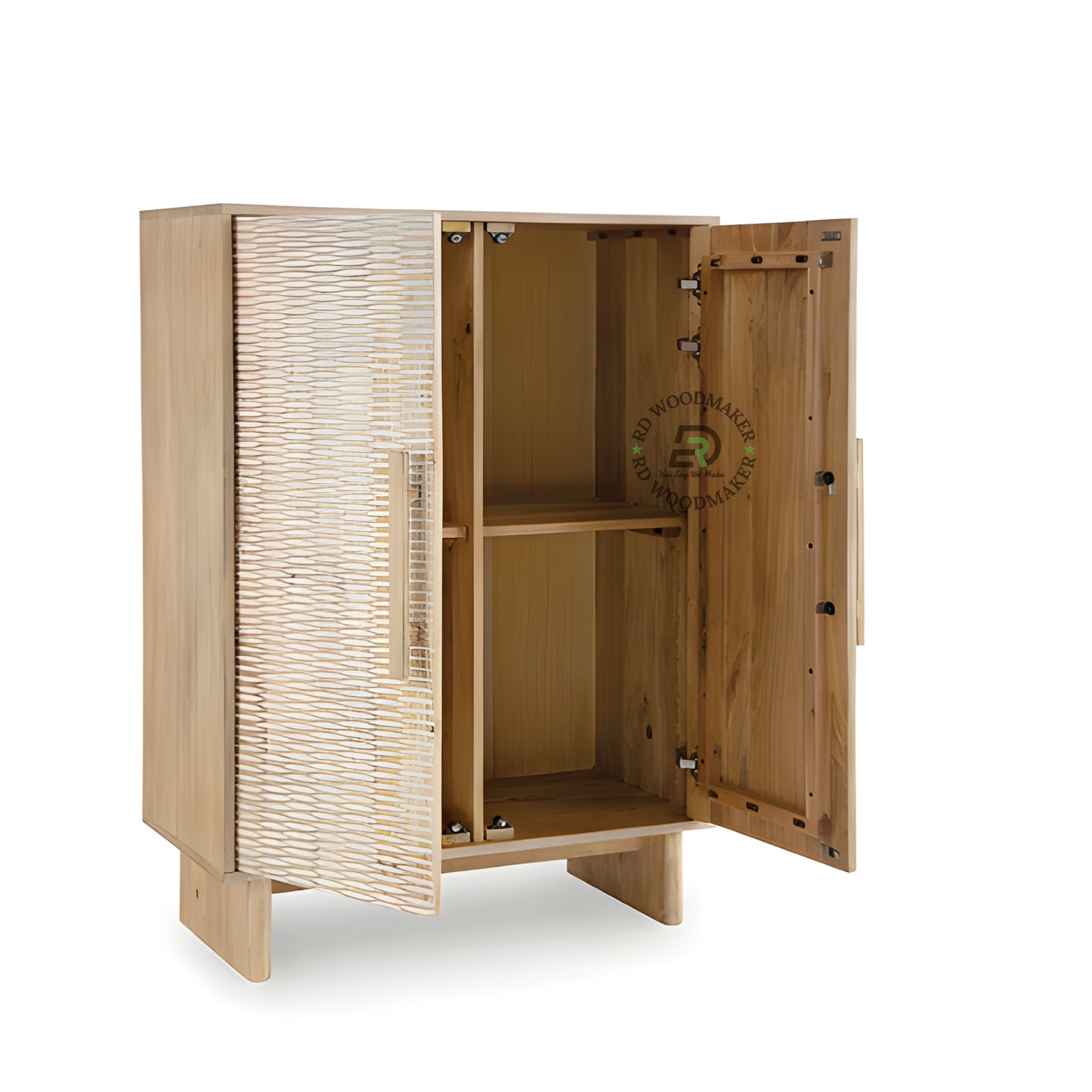 TEXTURED PANEL DOUBLE DOOR WOODEN CABINET