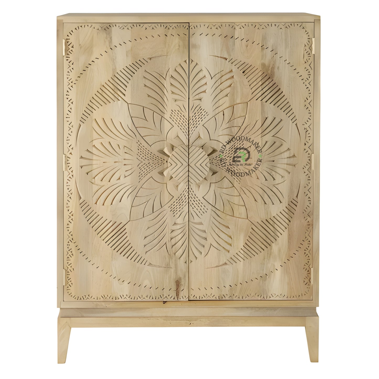 HANDCARVED FLORAL DESIGN WOODEN CABINET