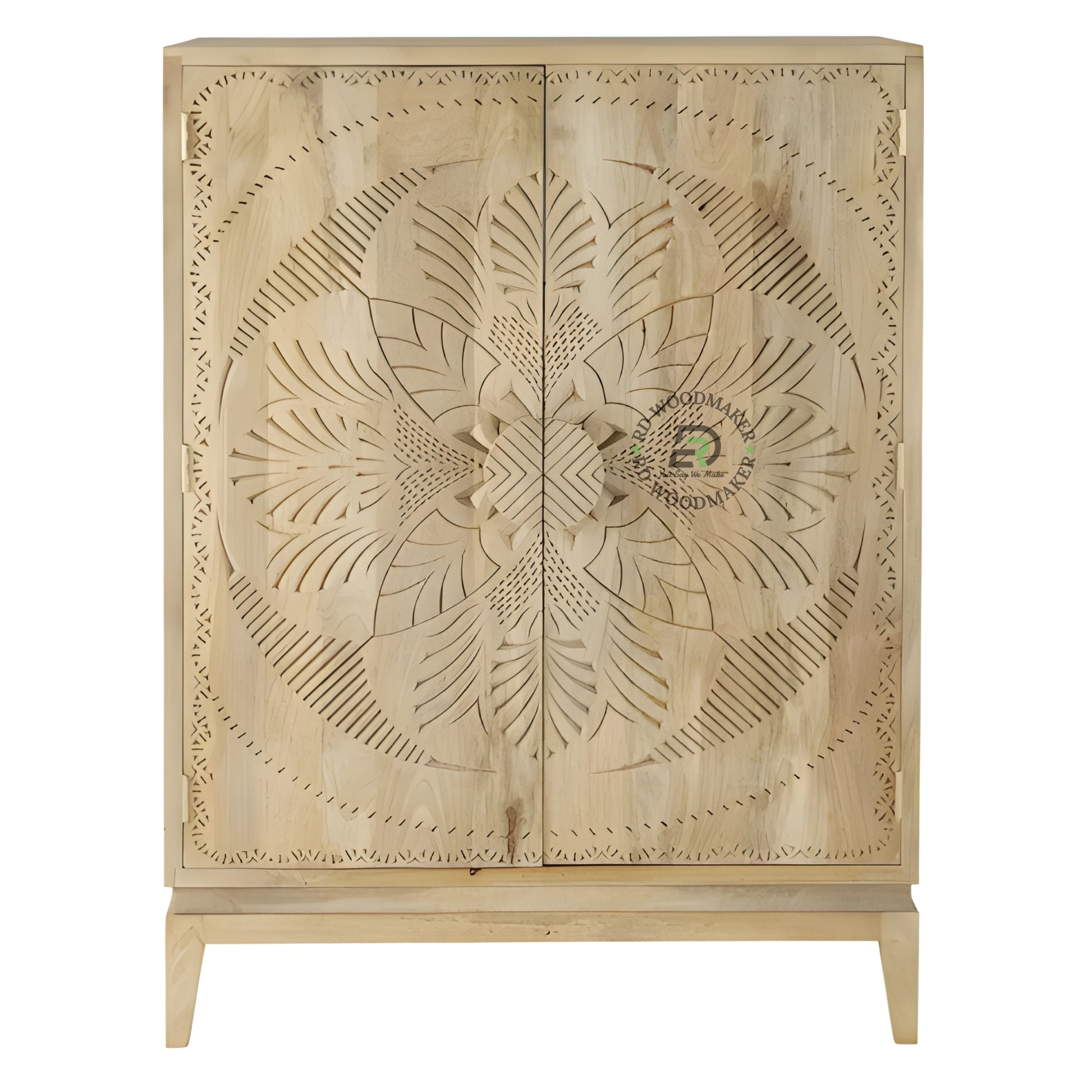 HANDCARVED FLORAL DESIGN WOODEN CABINET
