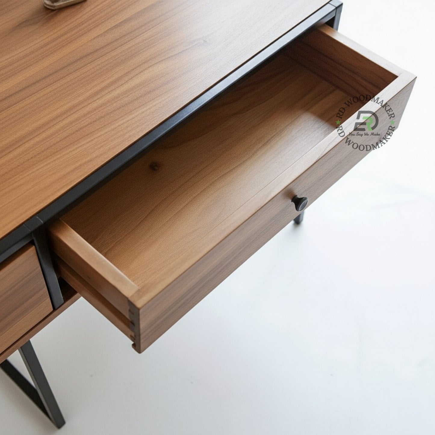 INDUSTRIAL DUAL DRAWER CONSOLE TABLE WITH SHELF