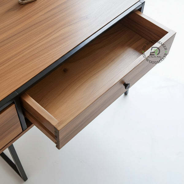 INDUSTRIAL DUAL DRAWER CONSOLE TABLE WITH SHELF
