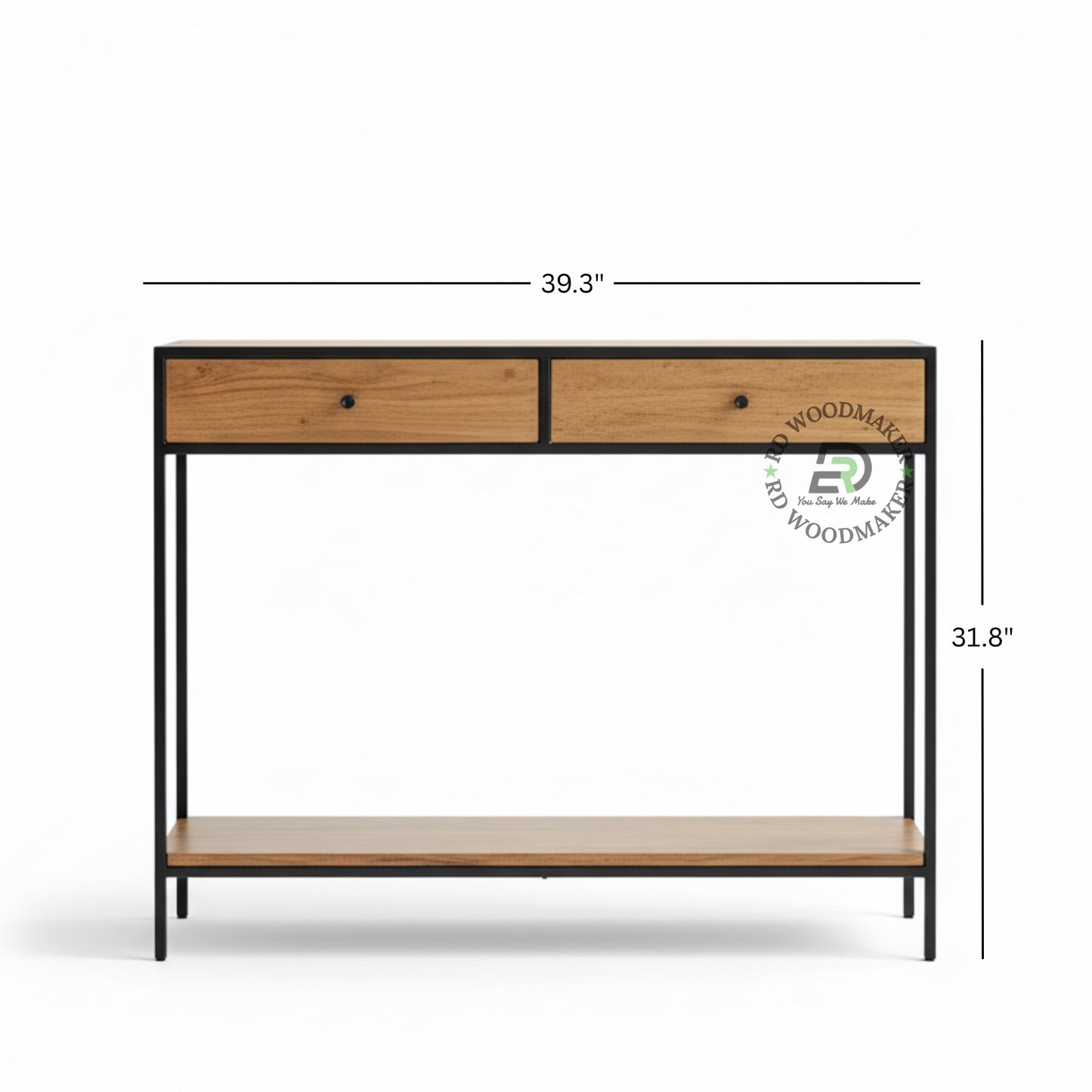 INDUSTRIAL DUAL DRAWER CONSOLE TABLE WITH SHELF