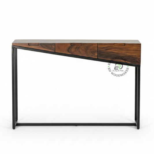 GEOMETRIC SLOPE DESIGN CONSOLE TABLE WITH STORAGE DRAWERS