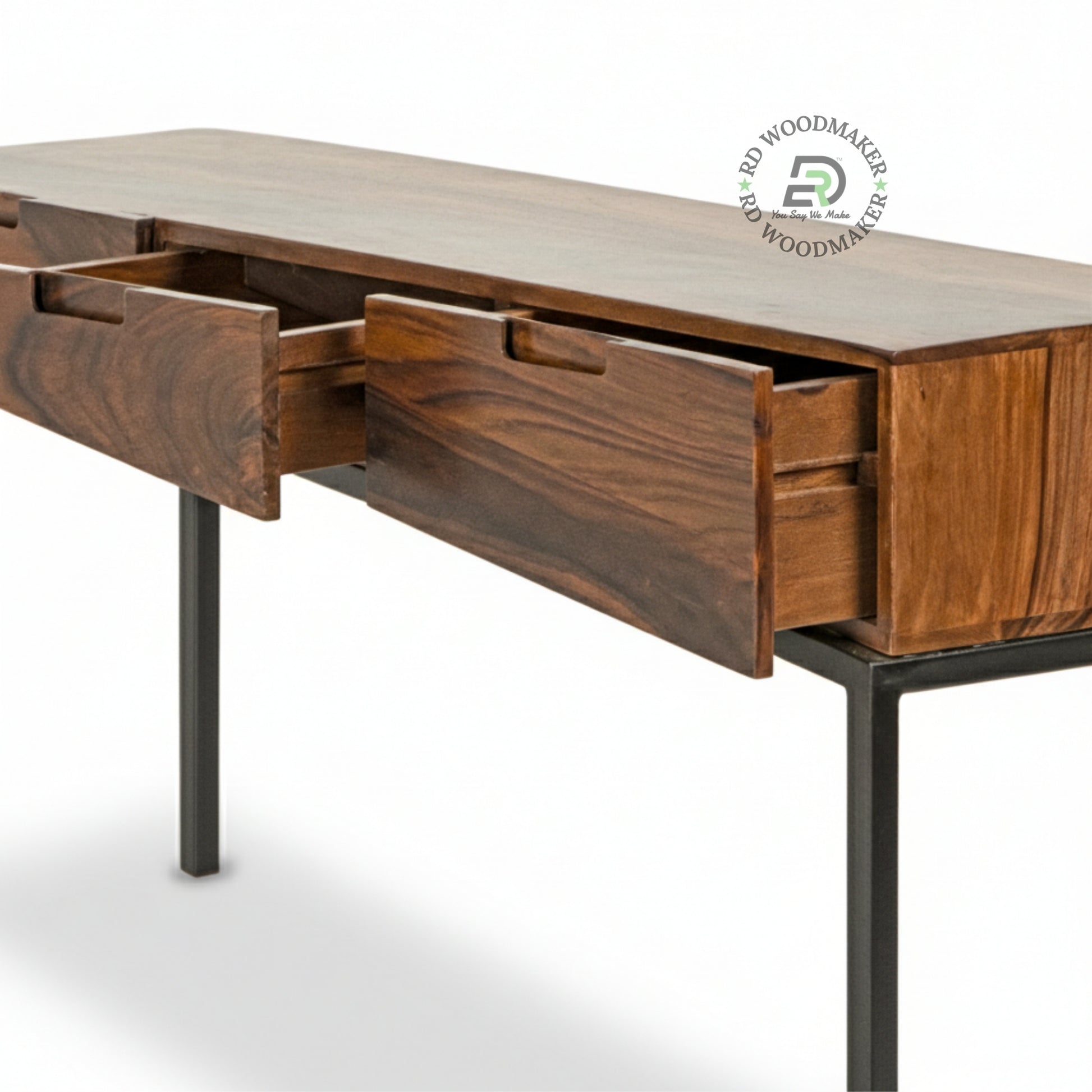 GEOMETRIC SLOPE DESIGN CONSOLE TABLE WITH STORAGE DRAWERS