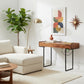 TRAY TOP SOLID WOOD CONSOLE TABLE WITH DRAWERS & METAL LEGS