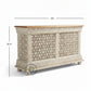 HANDCARVED JAALI WOOD CONSOLE CABINET WITH DISTRESSED WHITE FINISH