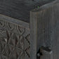 HANDCARVED TRIBAL SOLID WOOD STORAGE CHEST CONSOLE IN DISTRESSED GREY FINISH