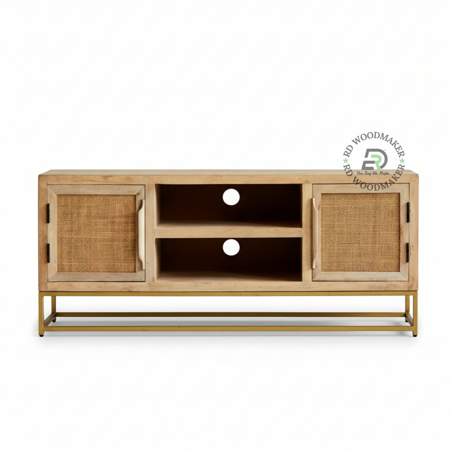CANE WOOD MEDIA CONSOLE TABLE