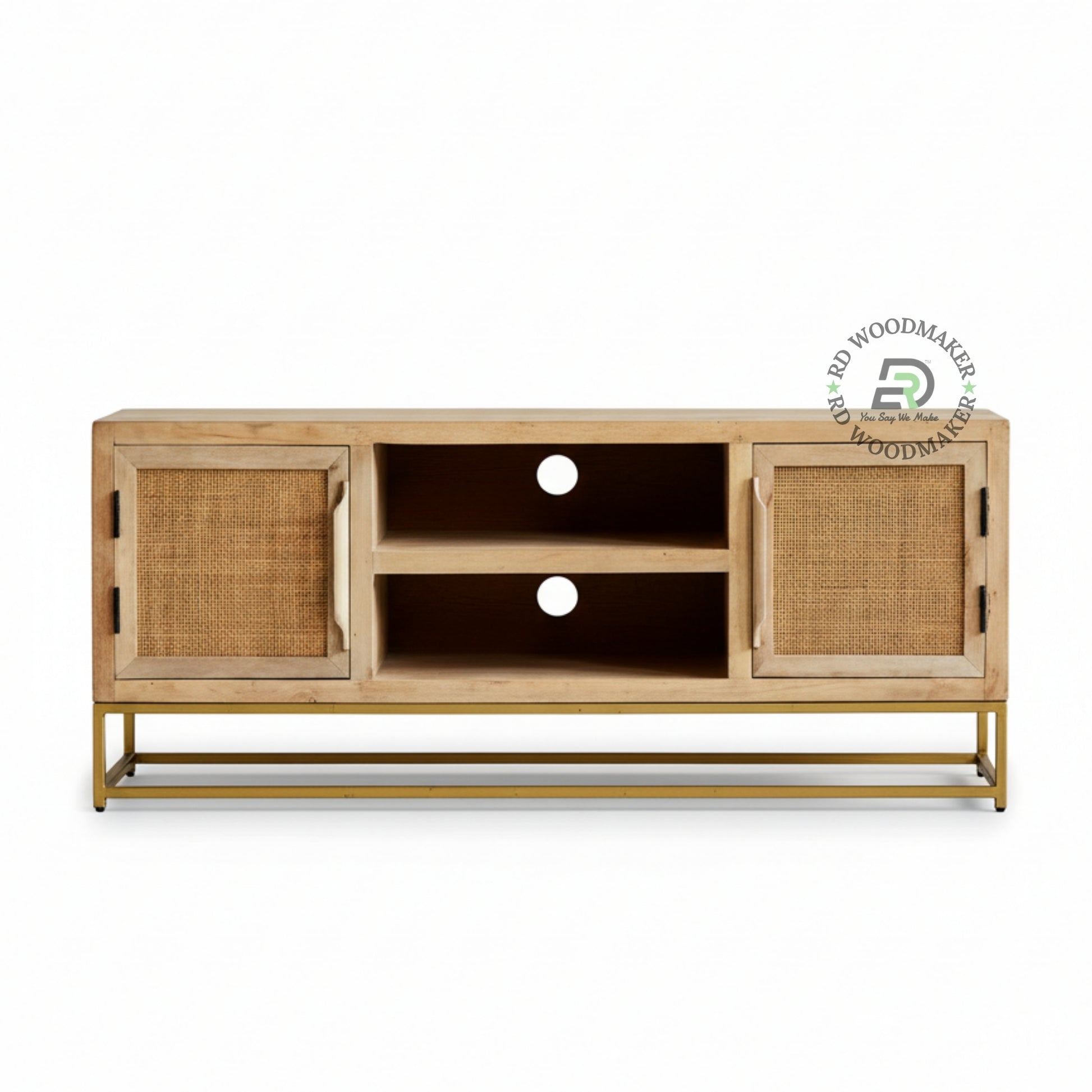 CANE WOOD MEDIA CONSOLE TABLE