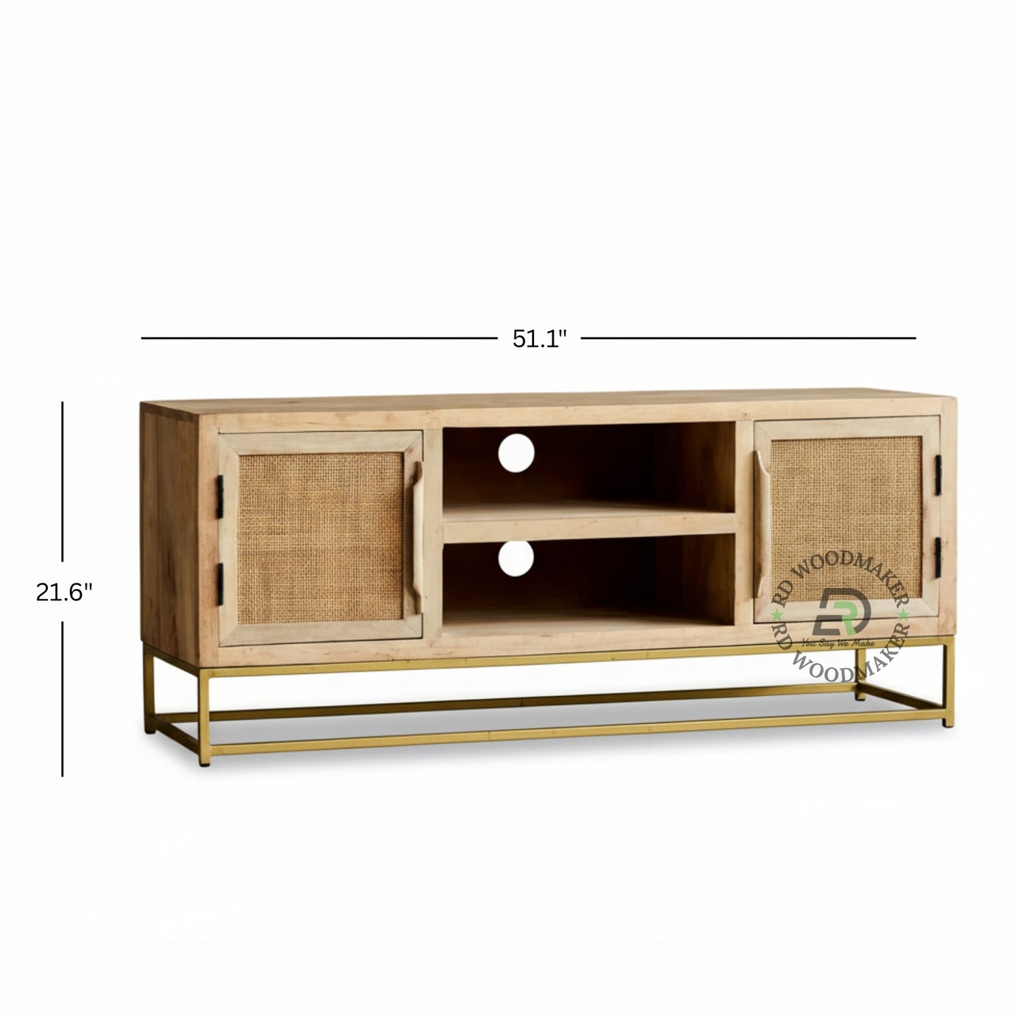 CANE WOOD MEDIA CONSOLE TABLE