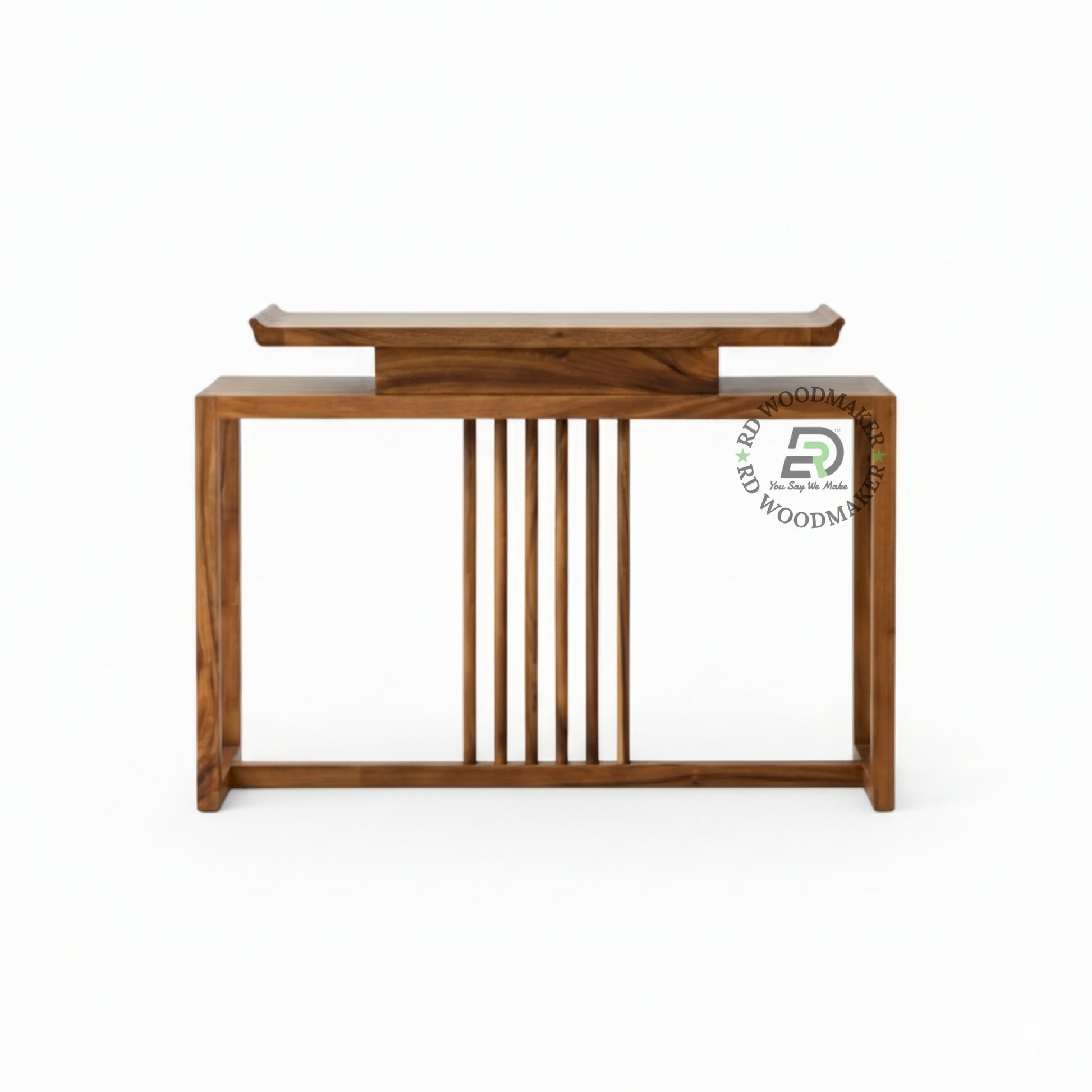 ELEVATED SLAT DESIGN WOODEN CONSOLE TABLE