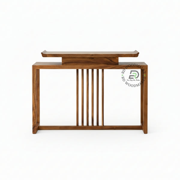ELEVATED SLAT DESIGN WOODEN CONSOLE TABLE
