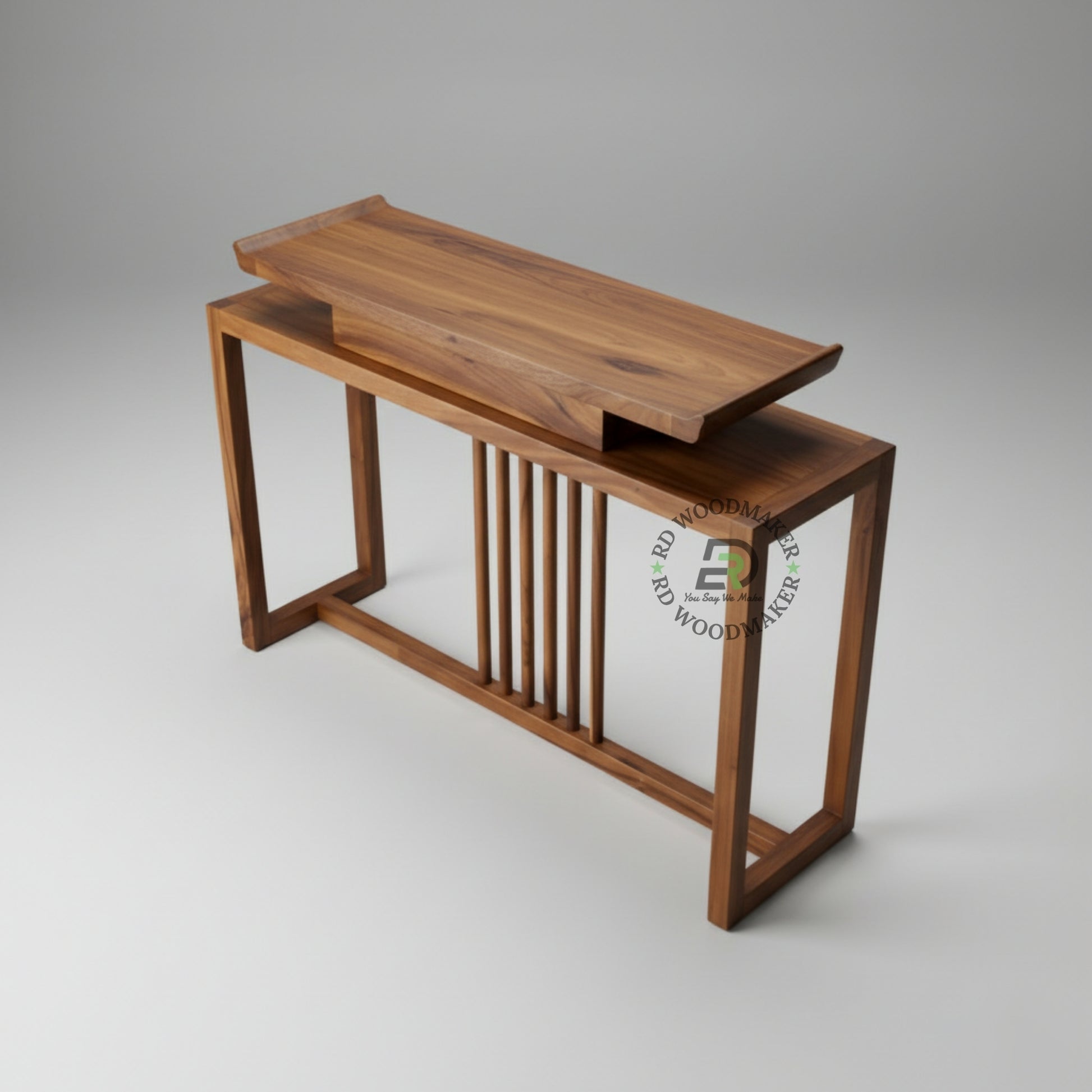 ELEVATED SLAT DESIGN WOODEN CONSOLE TABLE