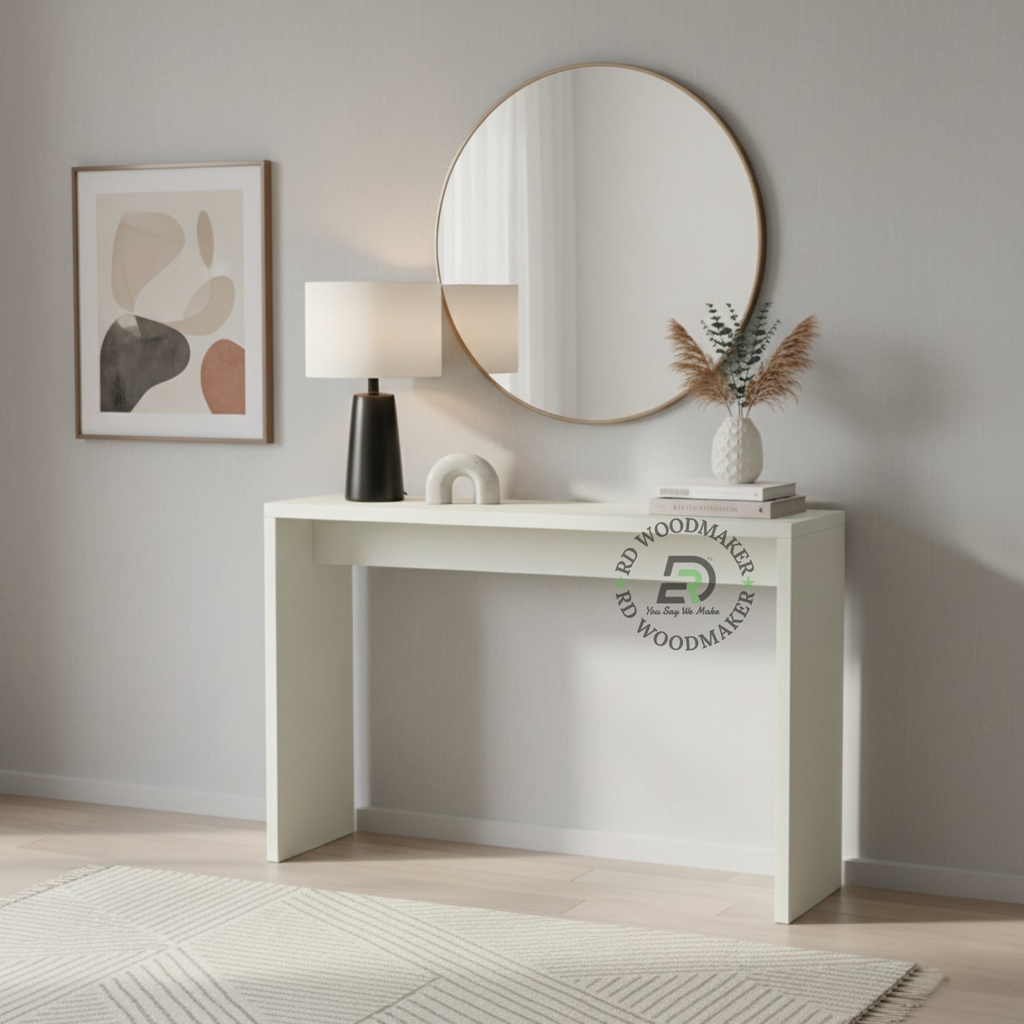 MINIMAL BLOCK FRAME WOODEN CONSOLE TABLE
