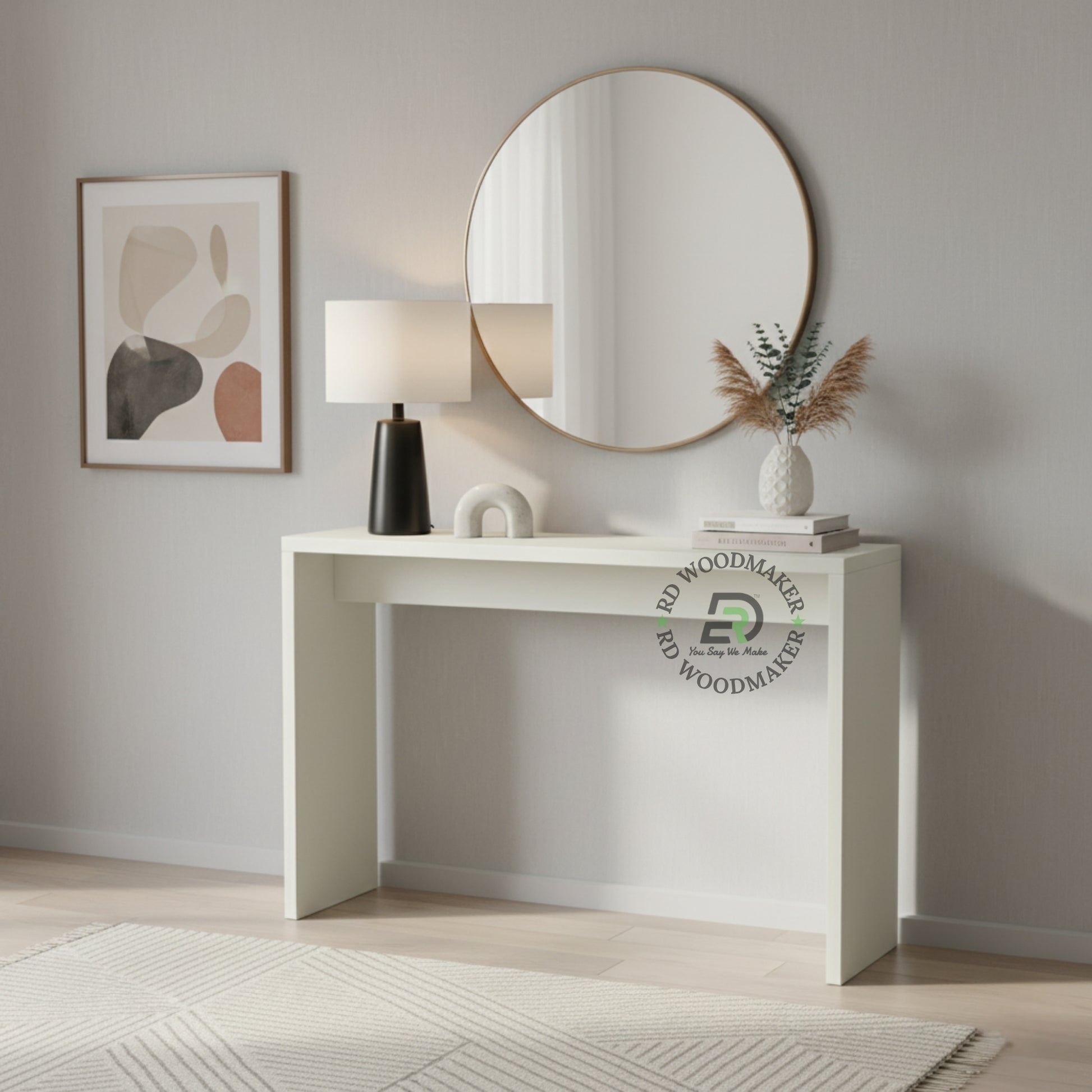 MINIMAL BLOCK FRAME WOODEN CONSOLE TABLE