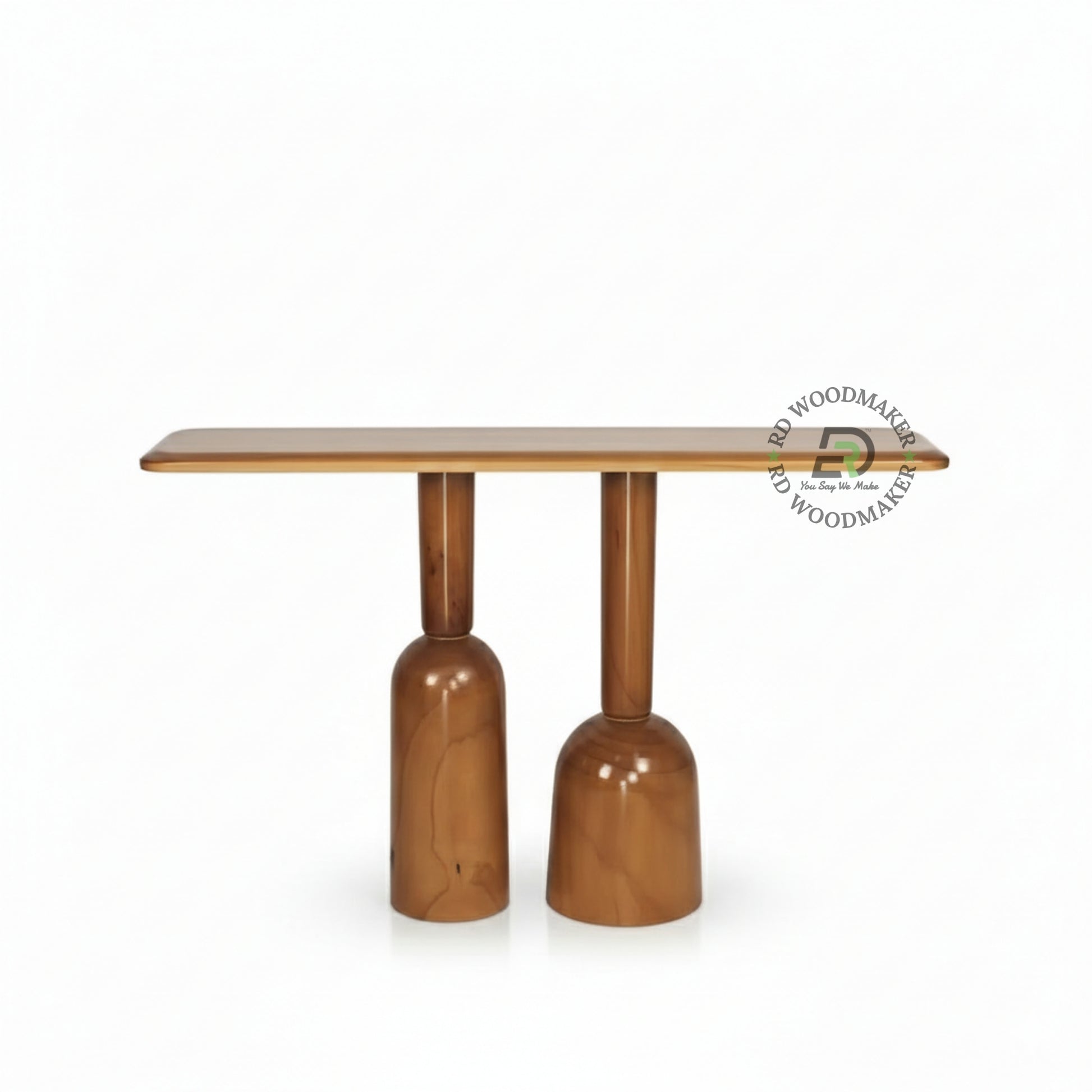DUAL PEDESTAL SCULPTED WOODEN CONSOLE TABLE