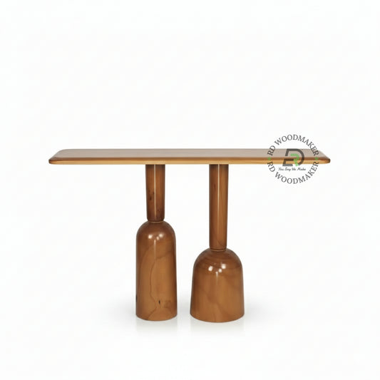 DUAL PEDESTAL SCULPTED WOODEN CONSOLE TABLE