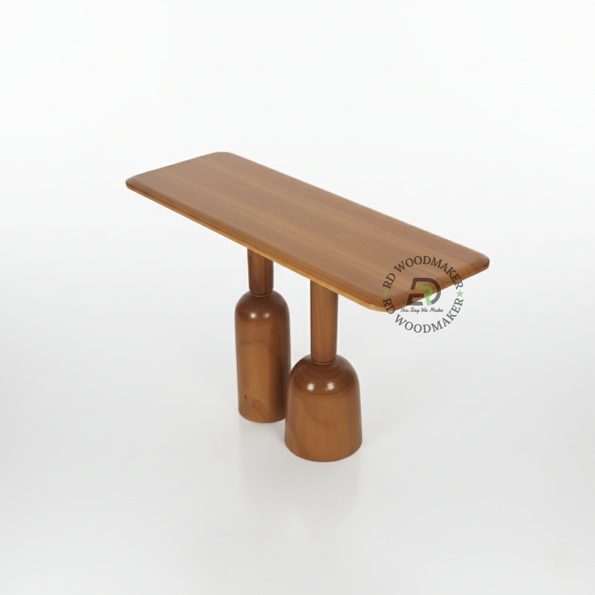 DUAL PEDESTAL SCULPTED WOODEN CONSOLE TABLE