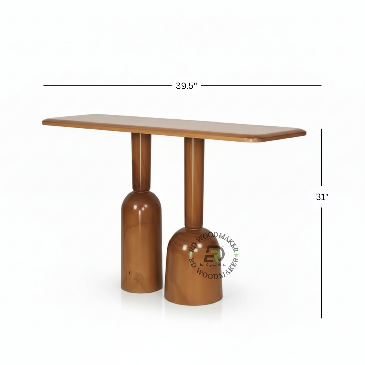 DUAL PEDESTAL SCULPTED WOODEN CONSOLE TABLE