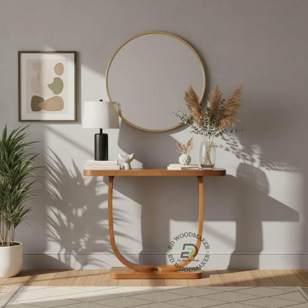 CURVED U-FRAME WOODEN CONSOLE TABLE